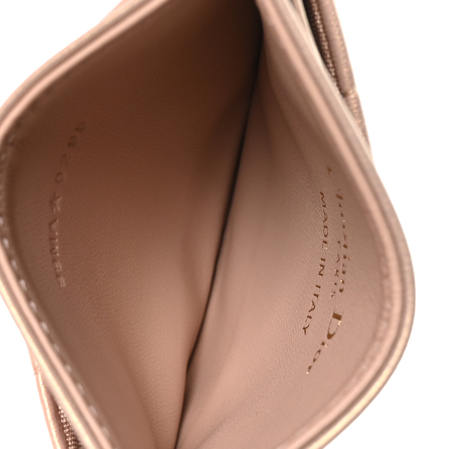 Lambskin Cannage Caro Freesia Card Holder Bronze Rose