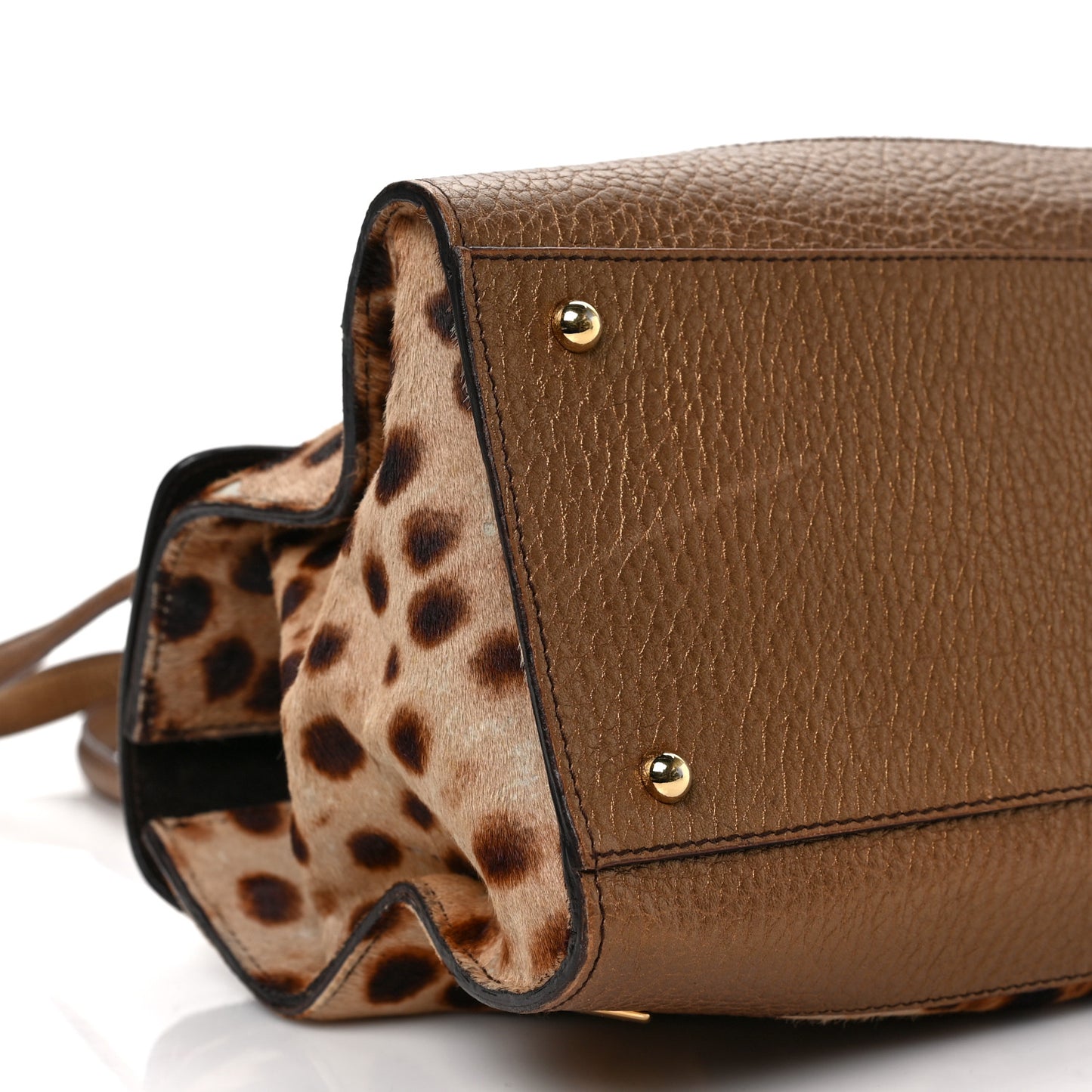 Calf Hair Leopard Shoulder Bag Brown