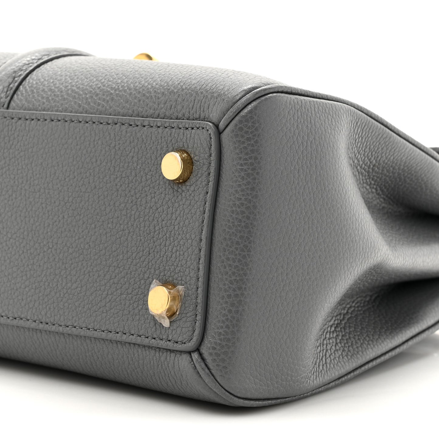 Grained Calfskin Small 16 Top Handle Bag Medium Grey
