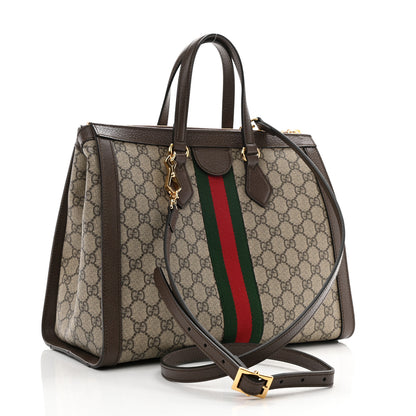 Gucci GG Supreme Monogram Web Medium Ophidia Tote Bag Brown 3 of 10