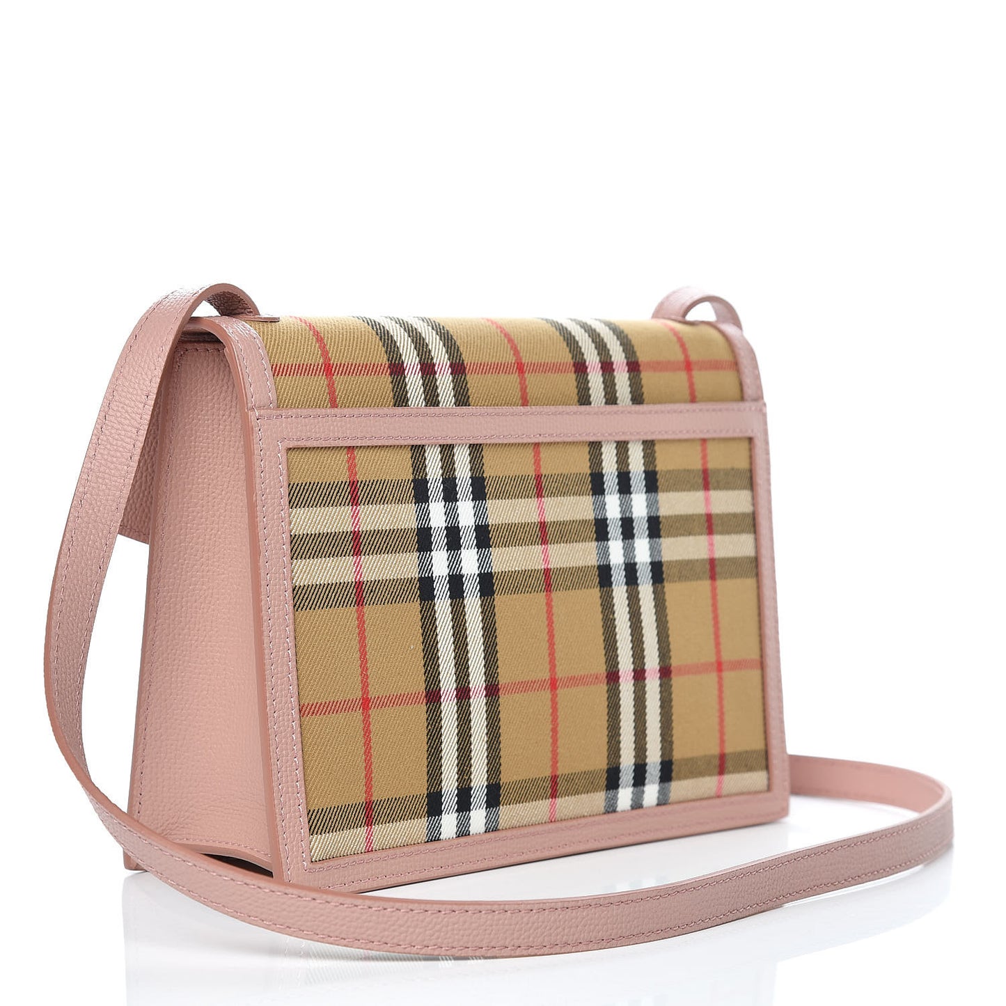 Grainy Calfskin Vintage Check Small Macken Crossbody Bag Ash Rose