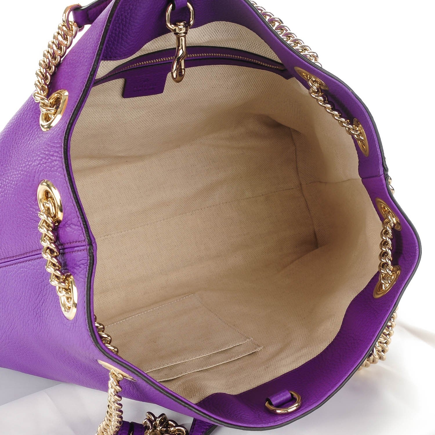Gucci Pebbled Calfskin Medium Soho Chain Shoulder Bag Shine Purple 5 of 7