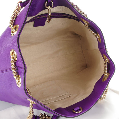 Gucci Pebbled Calfskin Medium Soho Chain Shoulder Bag Shine Purple 5 of 7