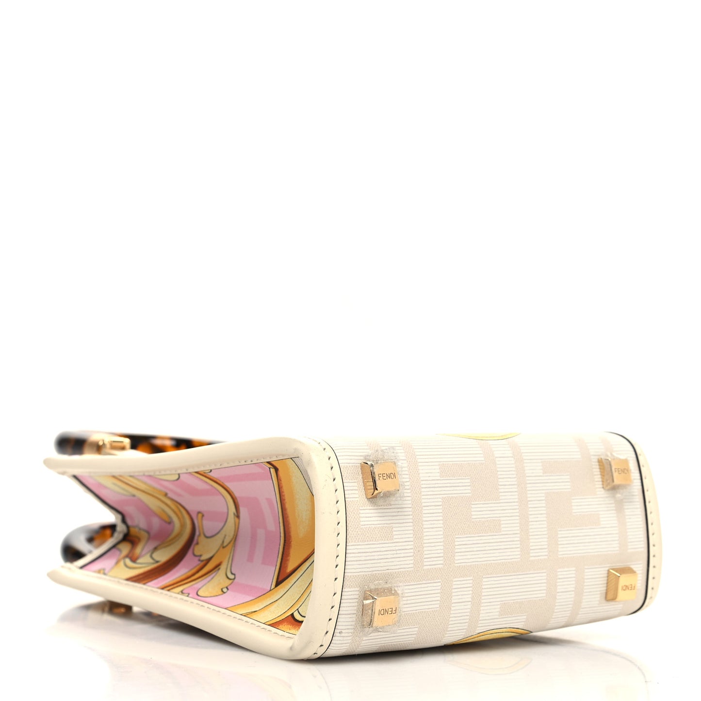 X VERSACE Calfskin Plexiglass Fendace FF Baroque Mini Fendi Sunshine Shopper Tote Gold Rosa White Ice Ciad