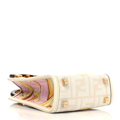 Fendi X VERSACE Calfskin Plexiglass Fendace FF Baroque Mini Fendi Sunshine Shopper Tote Gold Rosa White Ice Ciad 4 of 11