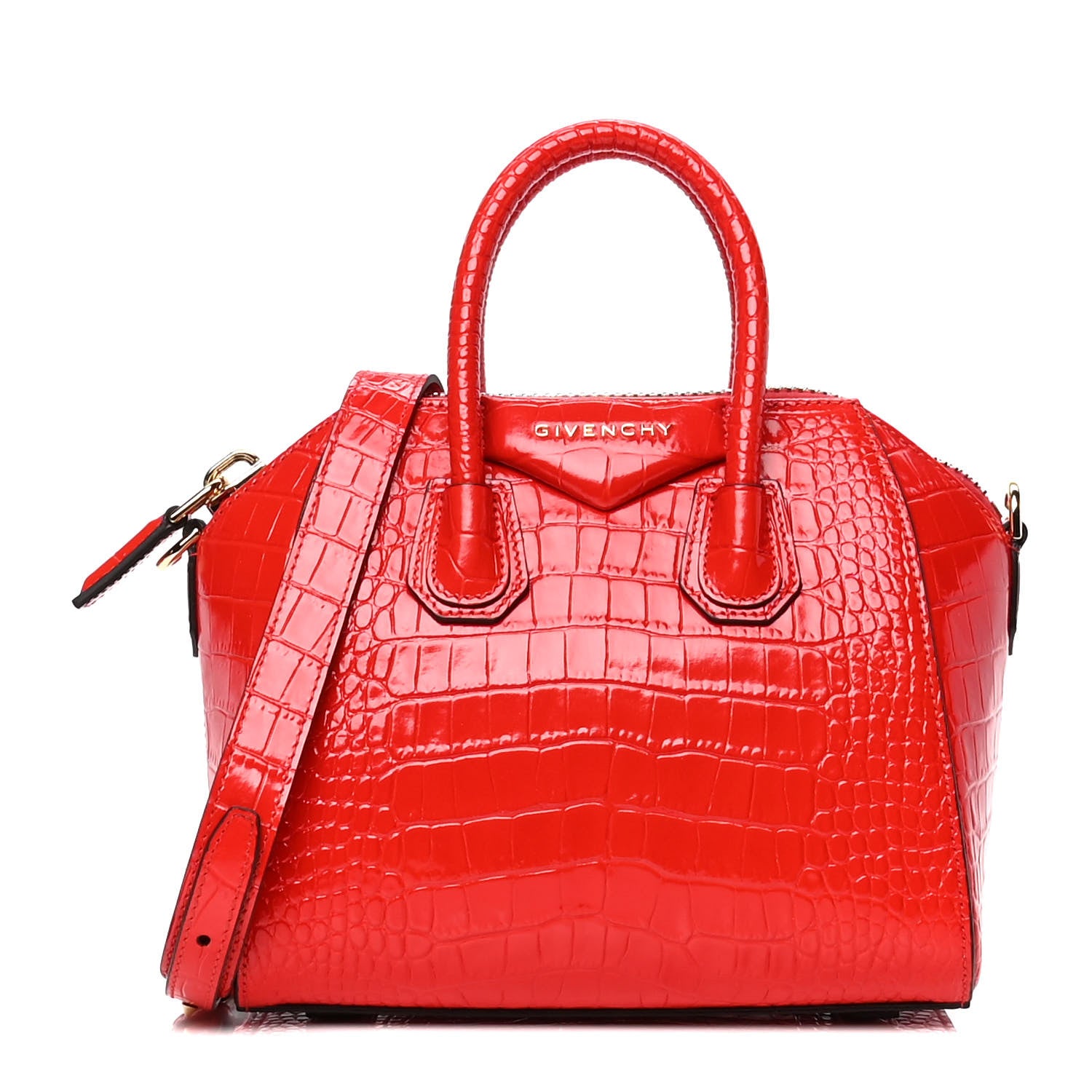 Givenchy Calfskin Crocodile Embossed Mini Antigona Red 1 of 4