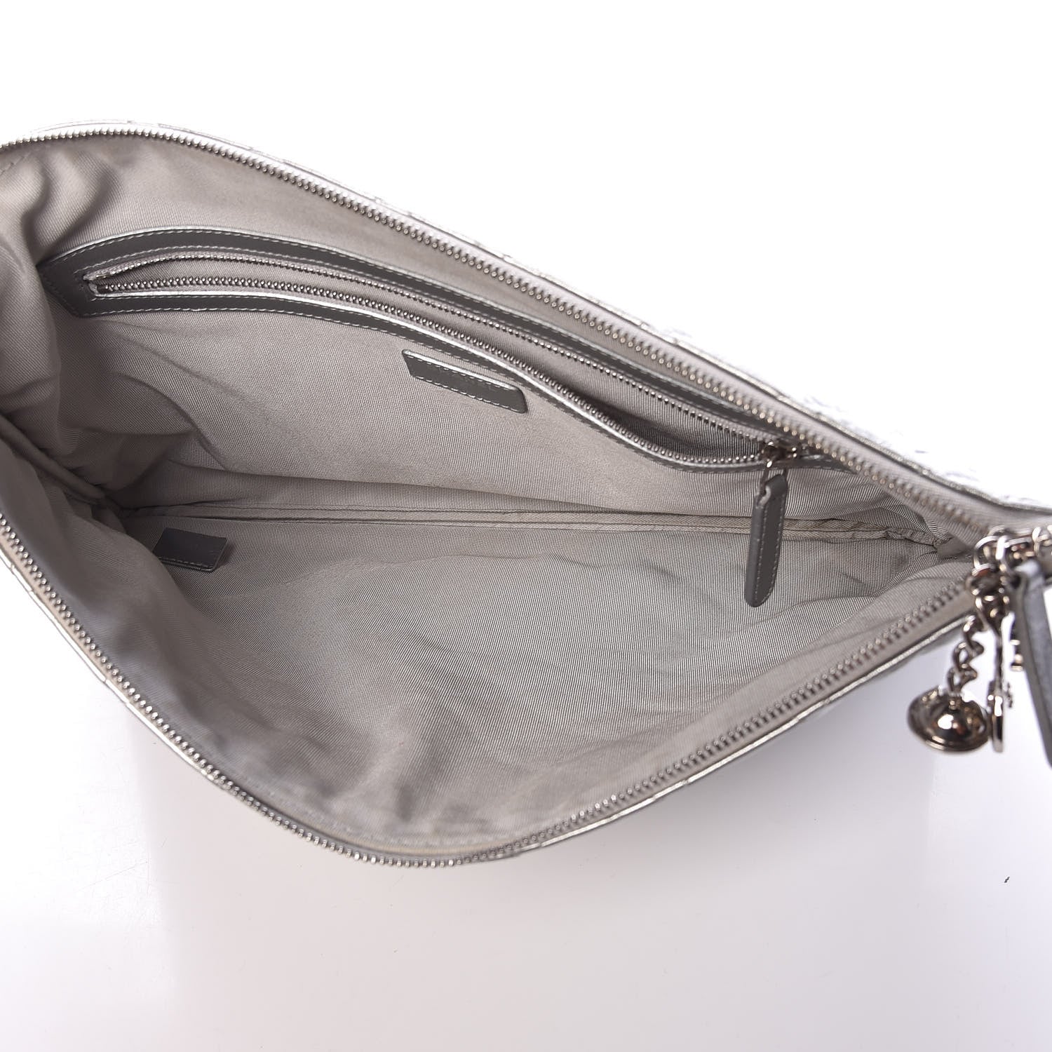 Chanel Metallic Calfskin Quilted Large Cosmo Cosmetic Case Silver 5 of 10
