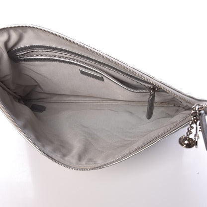 Chanel Metallic Calfskin Quilted Large Cosmo Cosmetic Case Silver 5 of 10