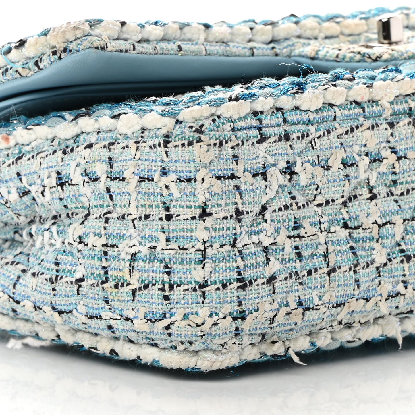 Tweed Quilted Medium Double Flap Blue White