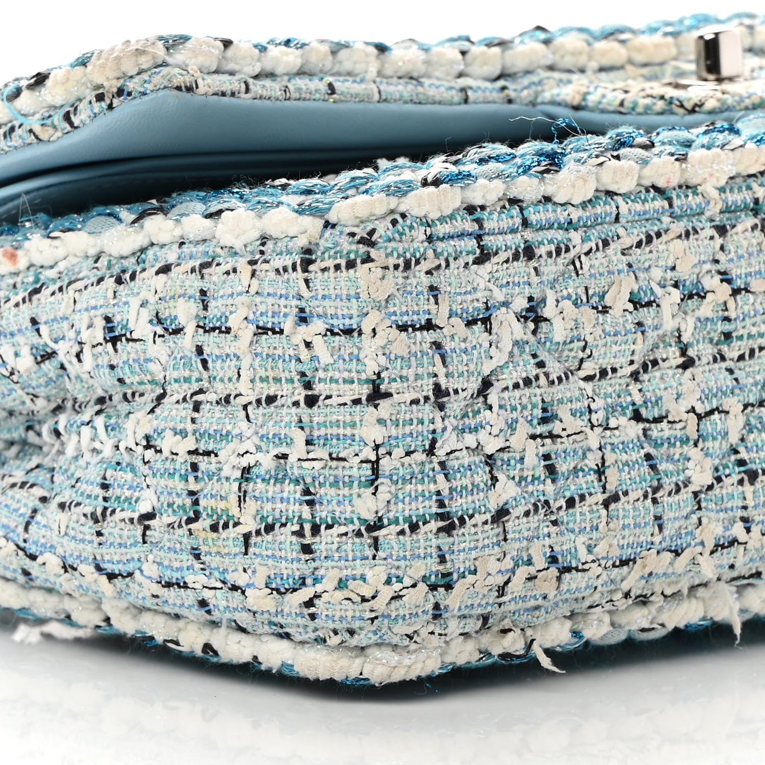 Chanel Tweed Quilted Medium Double Flap Blue White 9 of 15