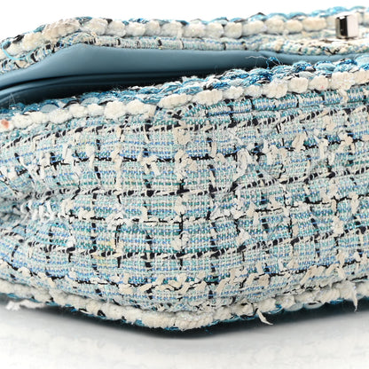Chanel Tweed Quilted Medium Double Flap Blue White 9 of 15