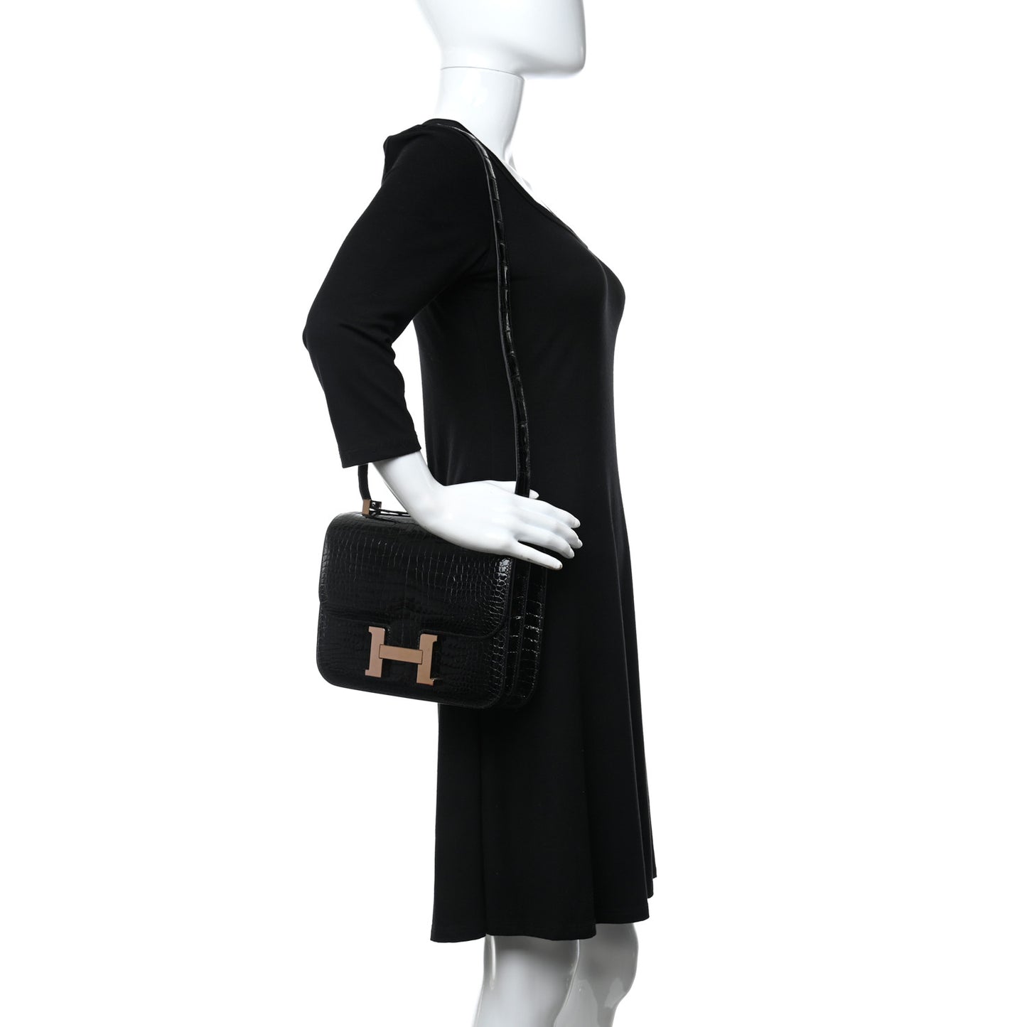 Shiny Porosus Crocodile Constance 24 Black