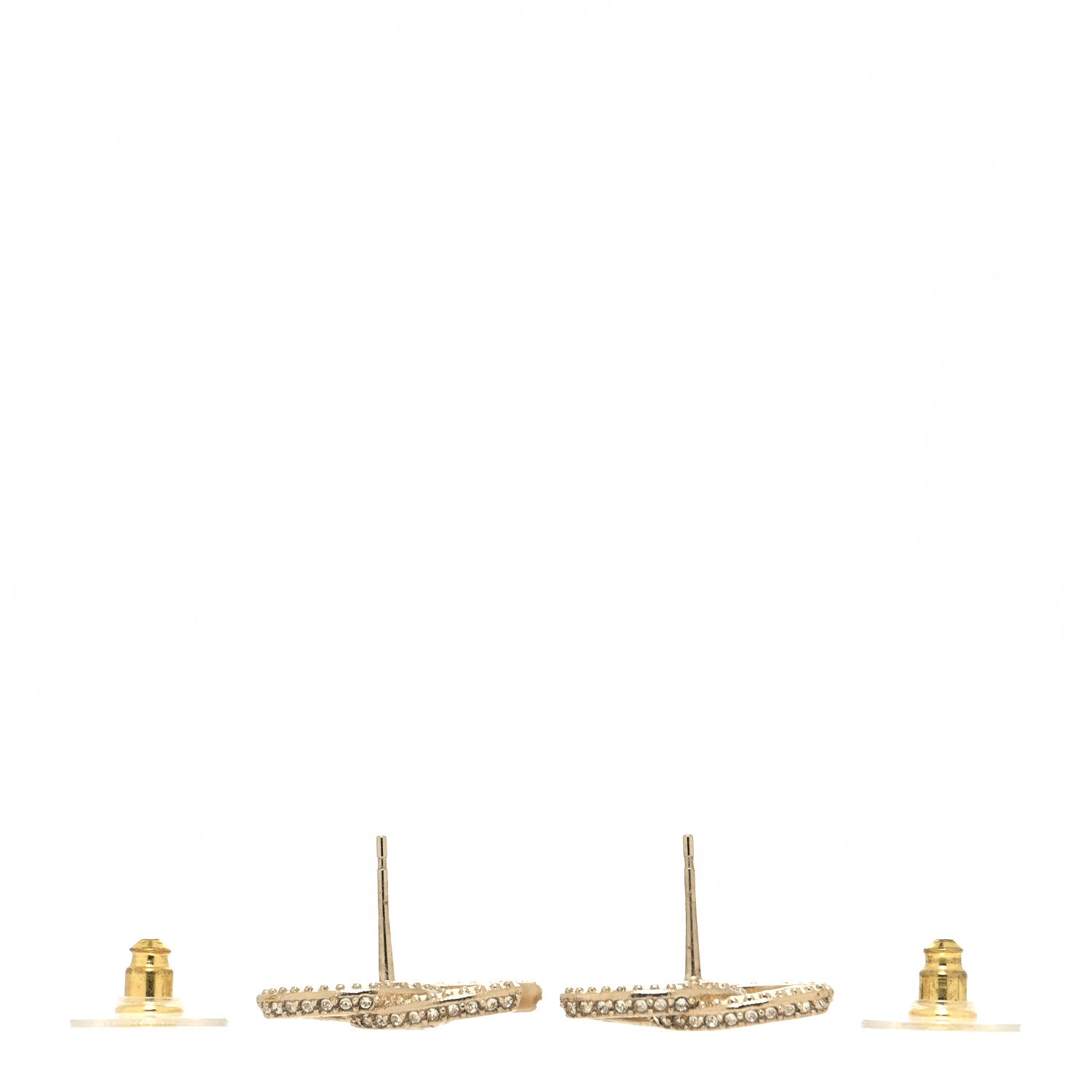 Chanel Crystal Timeless CC Earrings Gold 3 of 4