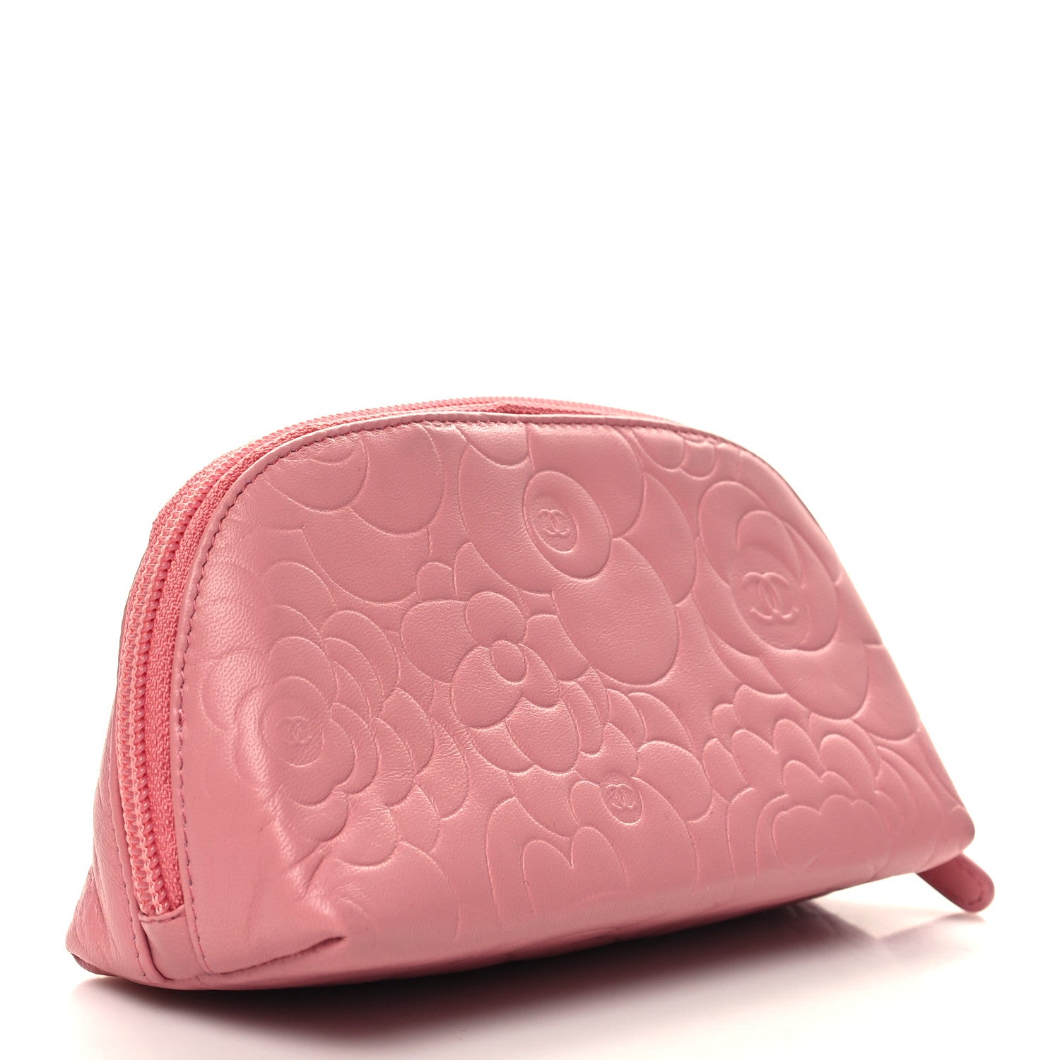 Chanel Lambskin Camellia Embossed Cosmetic Case Pink 3 of 11
