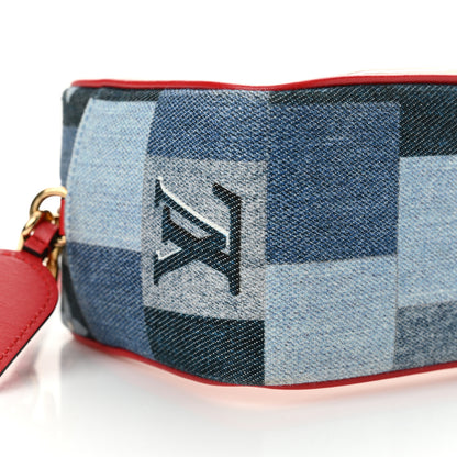 Louis Vuitton Denim Damier Monogram Patchwork PVC Beach Pouch Blue Rouge 8 of 13