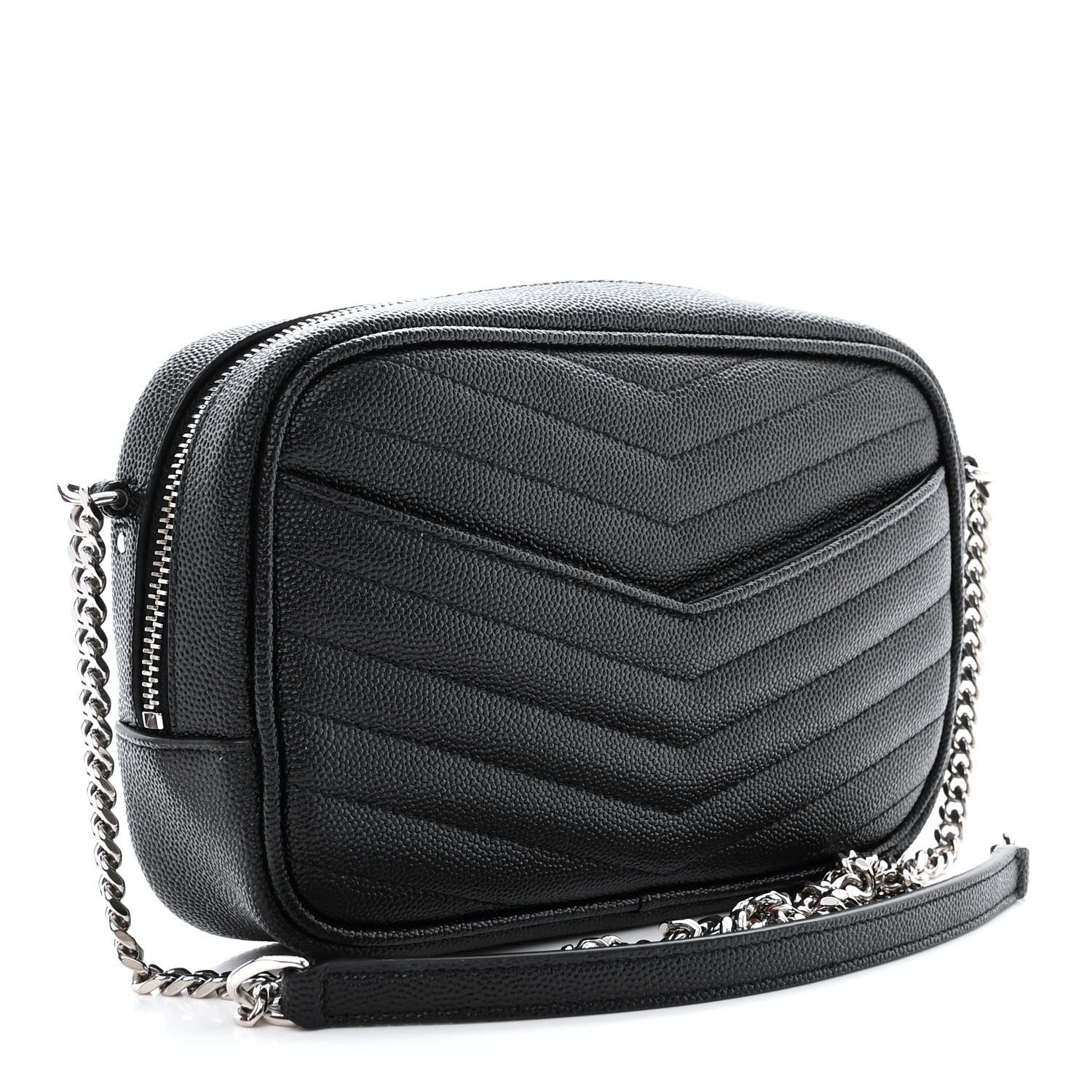 Saint Laurent Grain De Poudre Matelasse Monogram Mini Lou Camera Bag Black 3 of 11