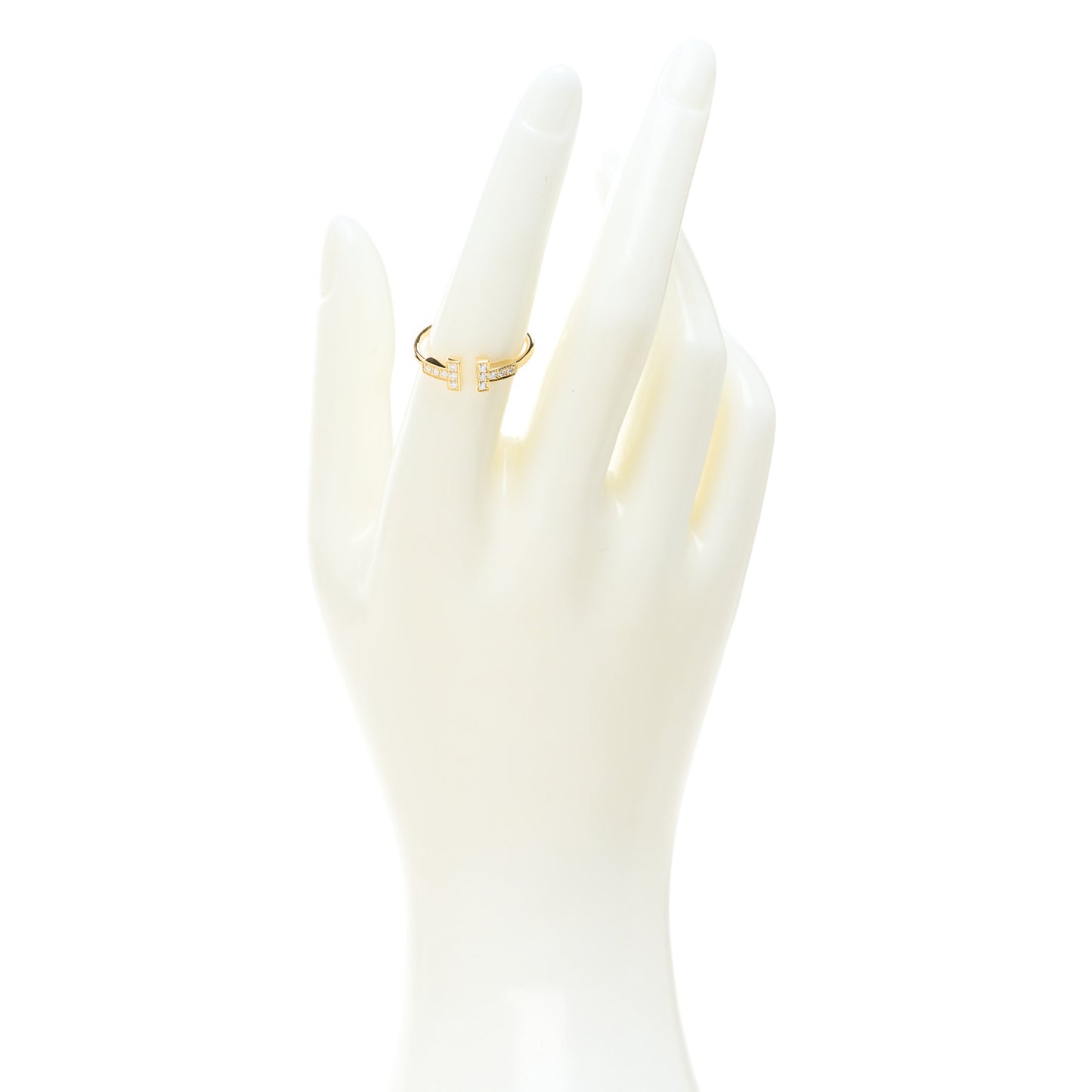 18K Yellow Gold Diamond T Wire Ring 54 7