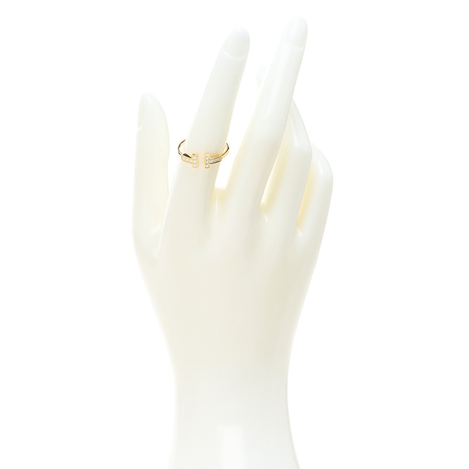 Tiffany 18K Yellow Gold Diamond T Wire Ring 54 7 2 of 4