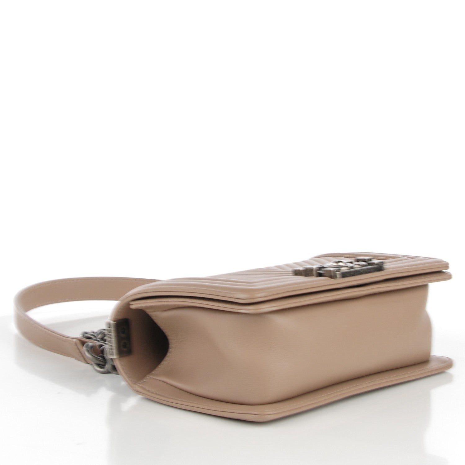 Chanel Calfskin Chevron Quilted Small Boy Flap Beige 4 of 8