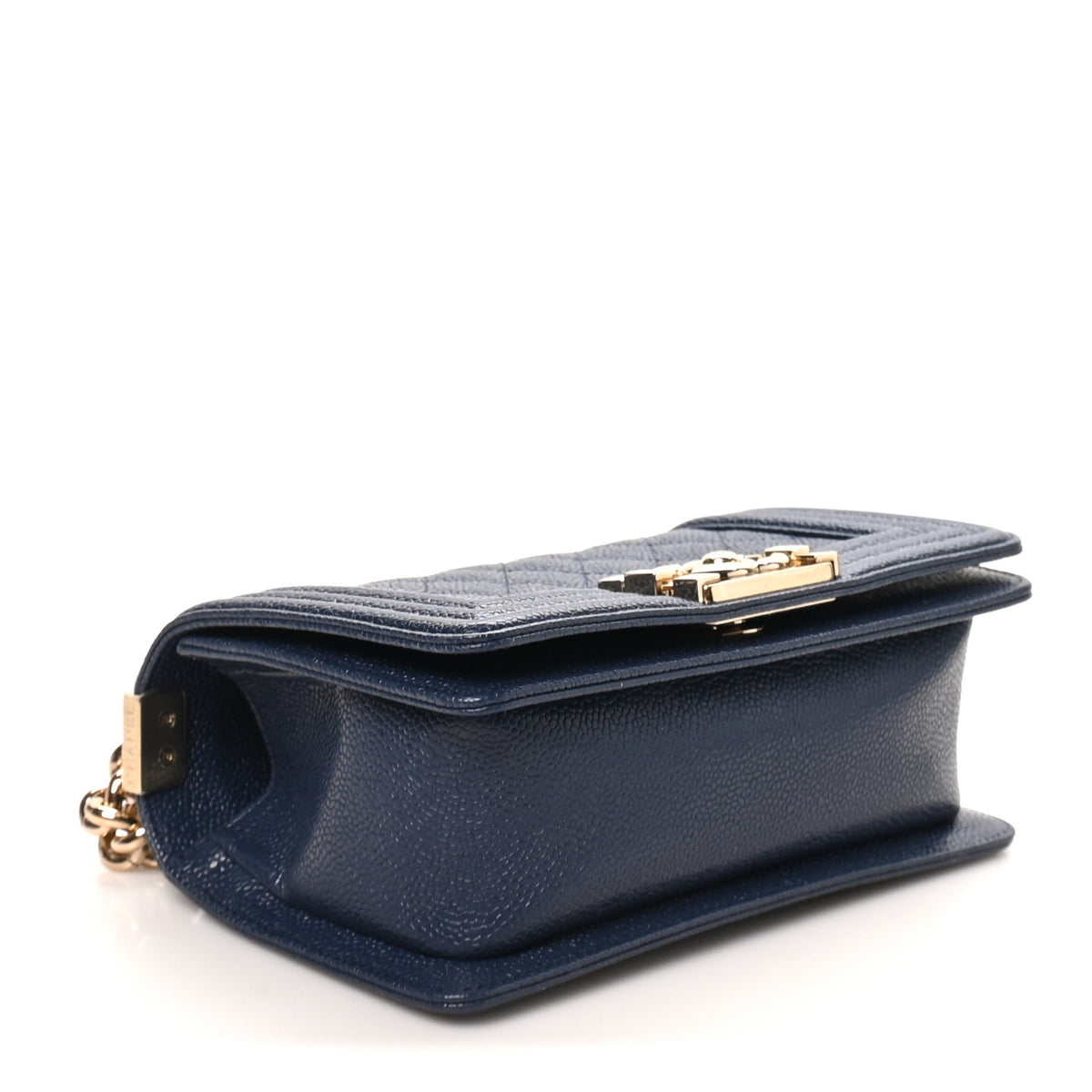Caviar Quilted Small Boy Flap Navy