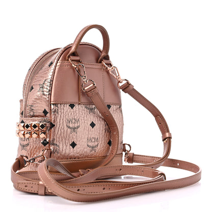 MCM Metallic Visetos Side Stud X-Mini Stark Bebe Boo Backpack Champagne Gold 3 of 10