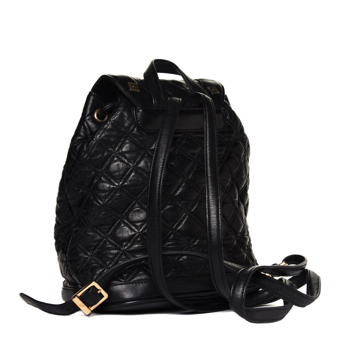 Calfskin Quilted Studded Backpack Black