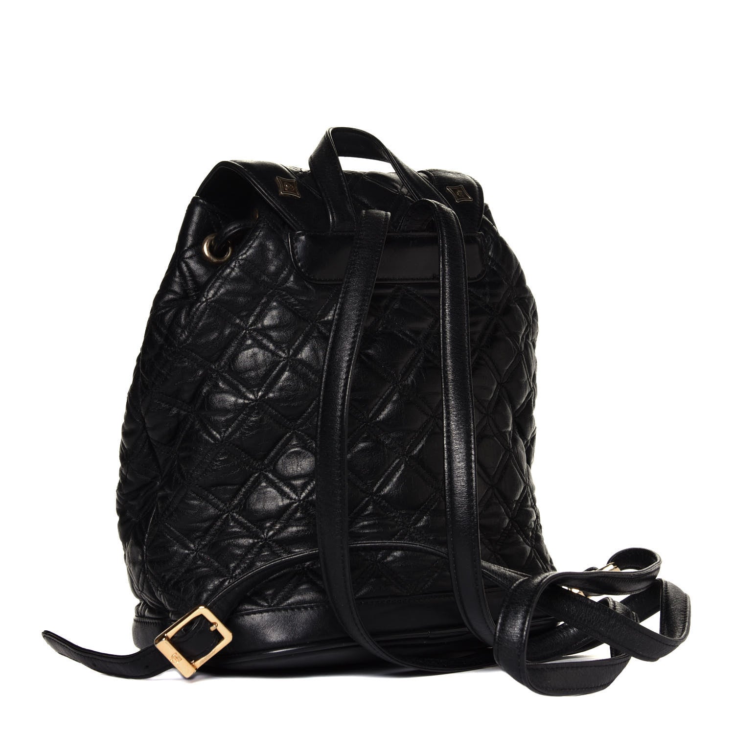 MCM Calfskin Quilted Studded Backpack Black 2 of 5