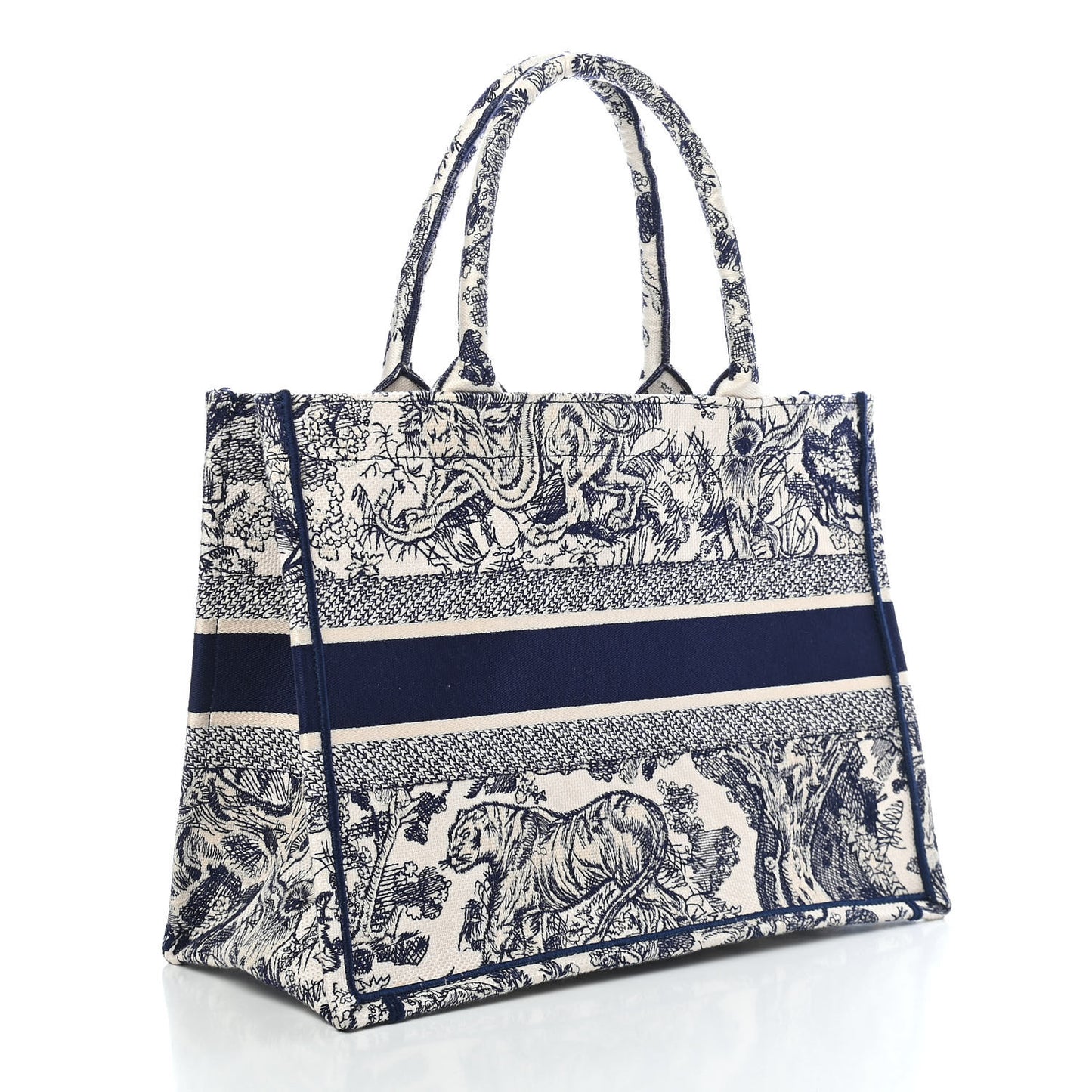 Canvas Embroidered Medium Dioriviera Toile De Jouy Book Tote Blue