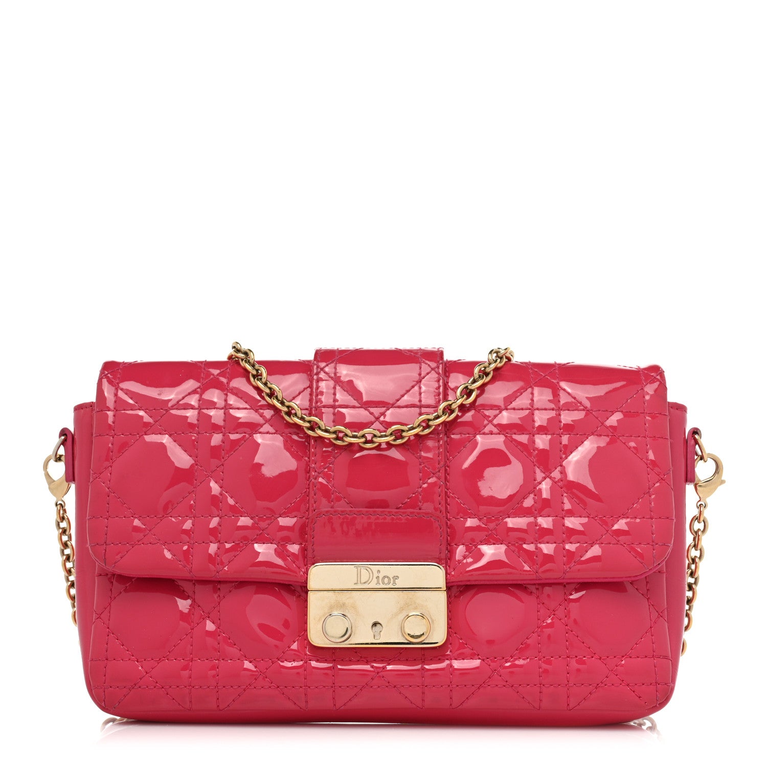 Christian Dior Patent Cannage New Lock Pouch Fuchsia 1 of 16