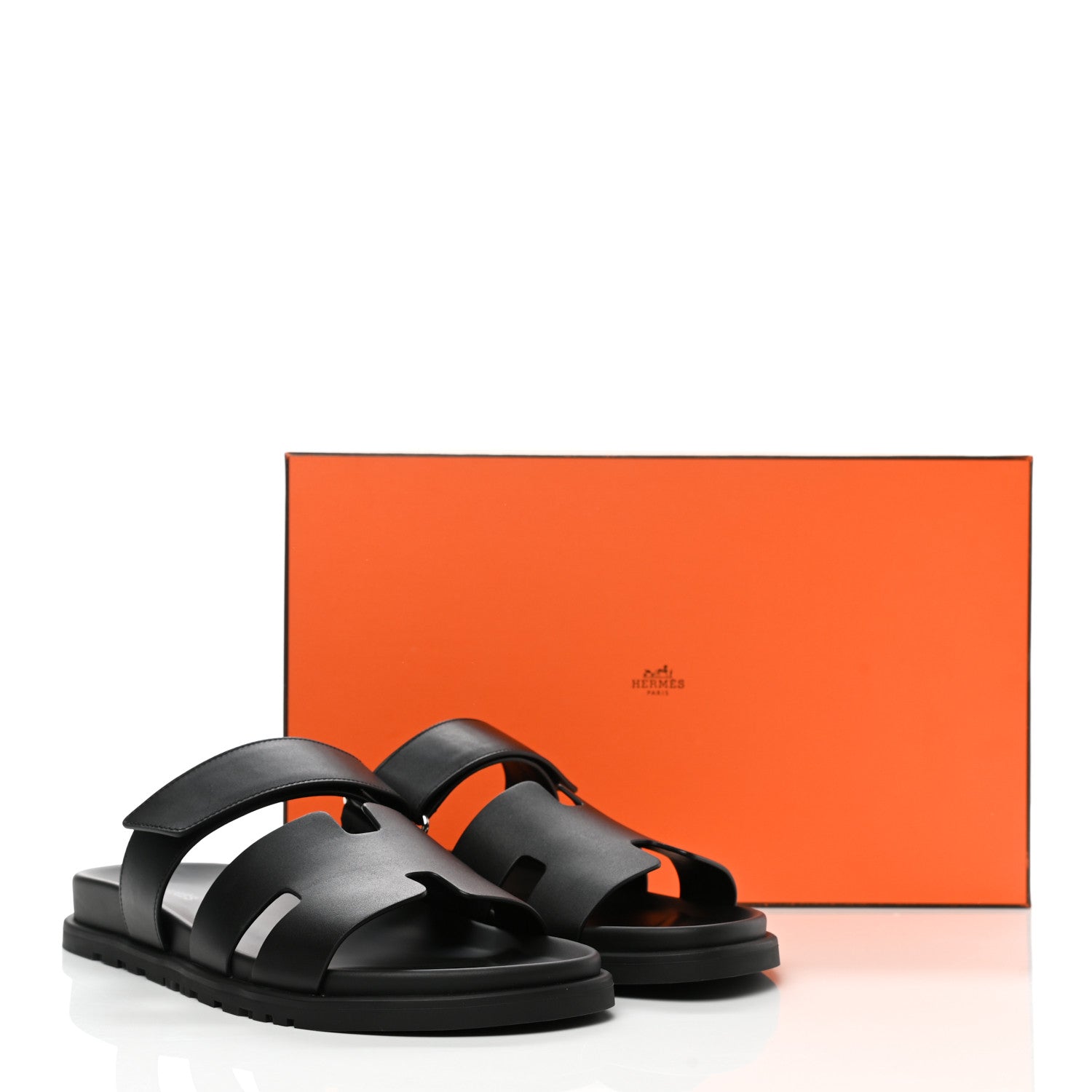 Hermes Calfskin Mens Chypre Sandals 42 Black 9 of 9