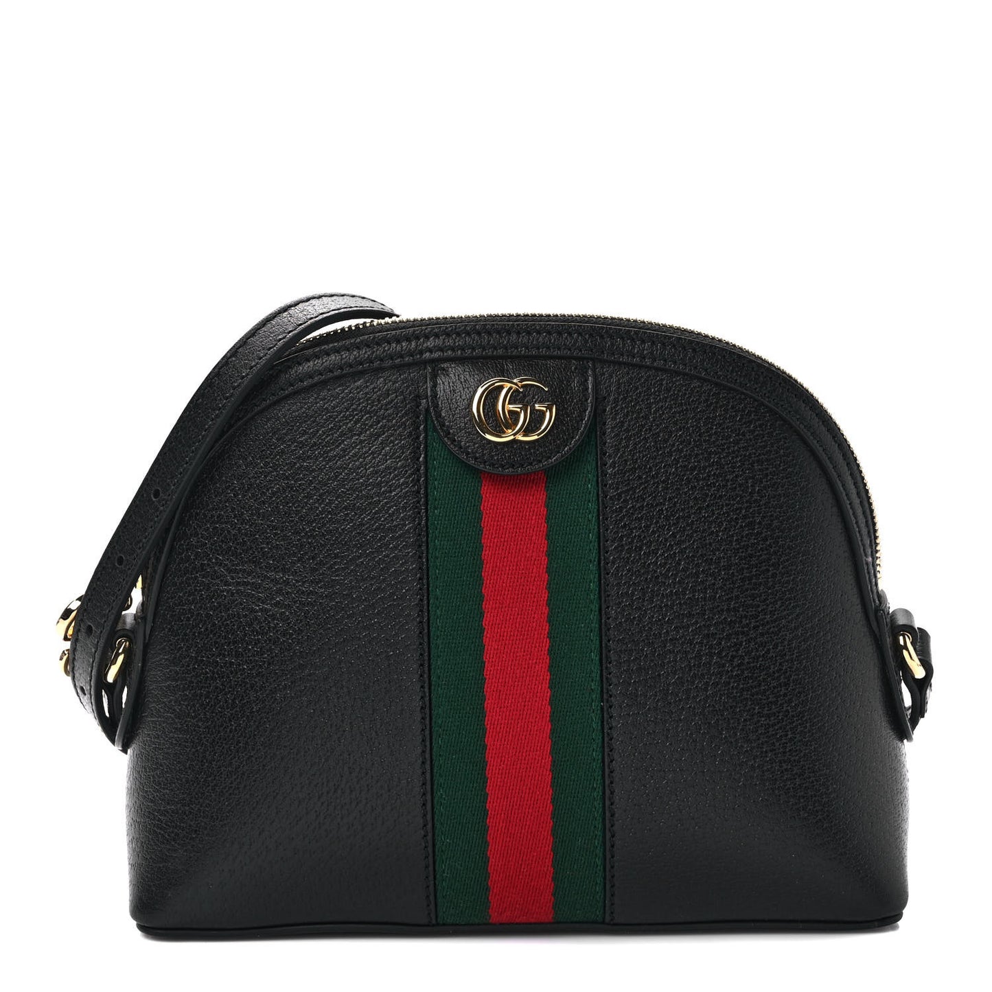 Calfskin GG Web Small Ophidia Dome Shoulder Bag Black