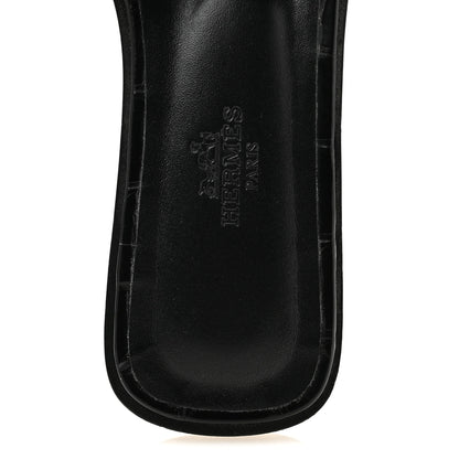 Hermes Matte Alligator Oran Sandals 36.5 Black 7 of 11