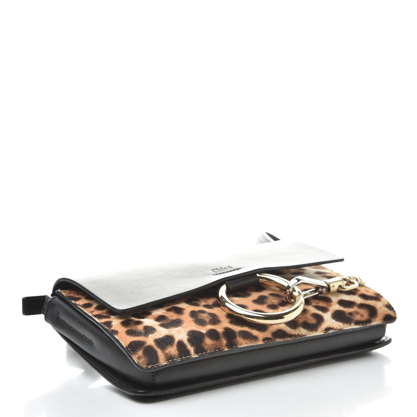 Calfskin Pony Hair Leopard Print Small Faye Shoulder Bag Abstract White