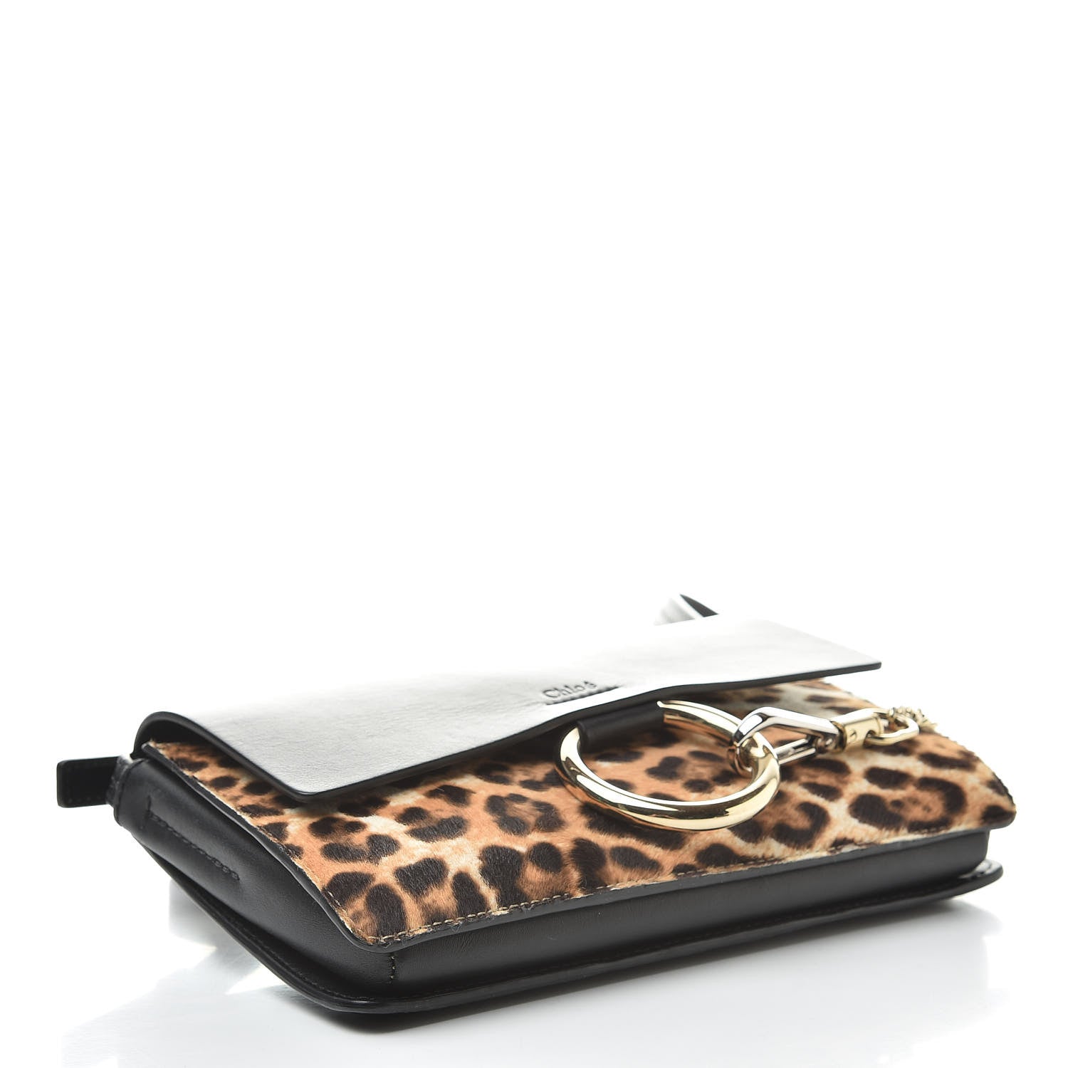 Chloe Calfskin Pony Hair Leopard Print Small Faye Shoulder Bag Abstract White 4 of 10
