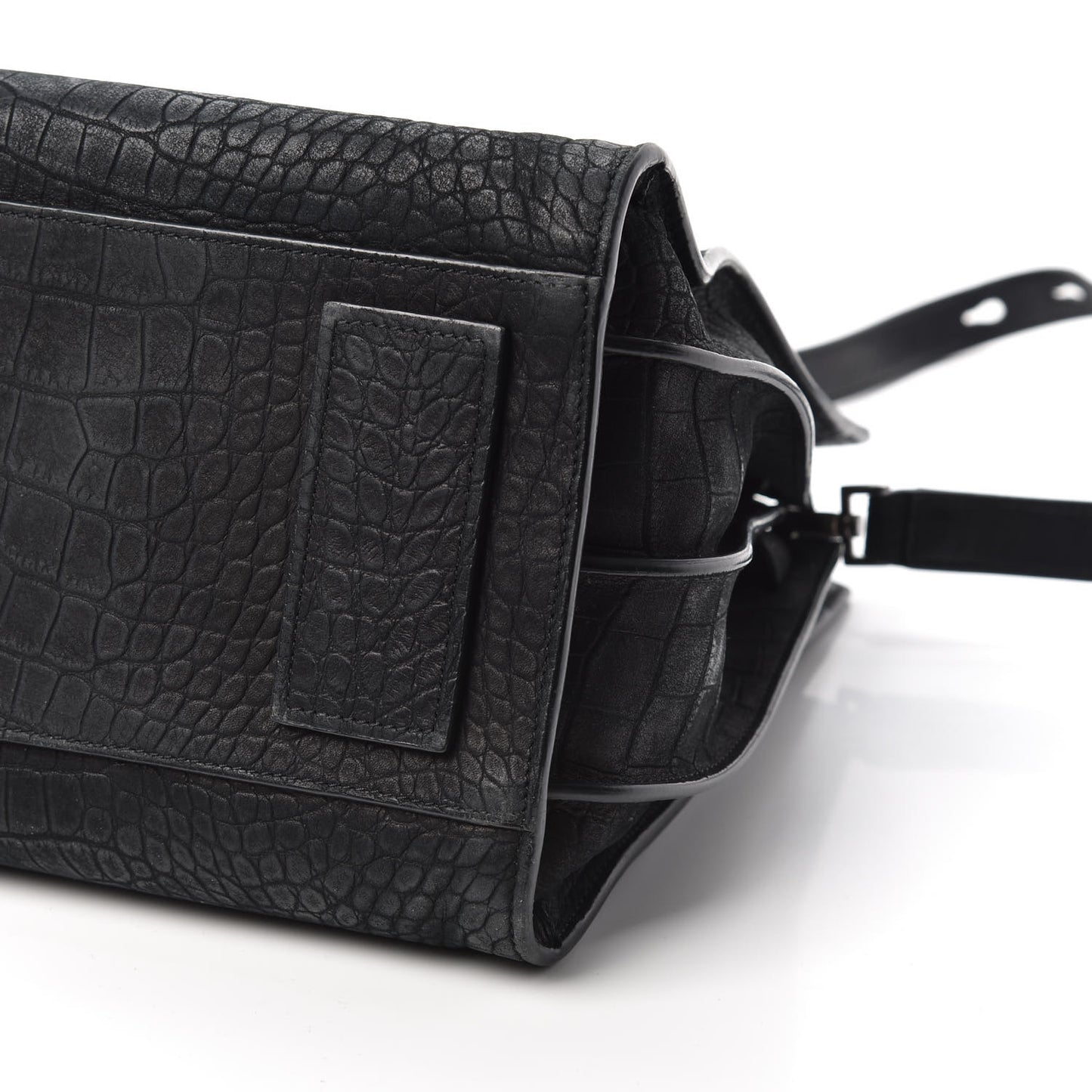 Crocodile Embossed Suede Small Supple Sac De Jour Black