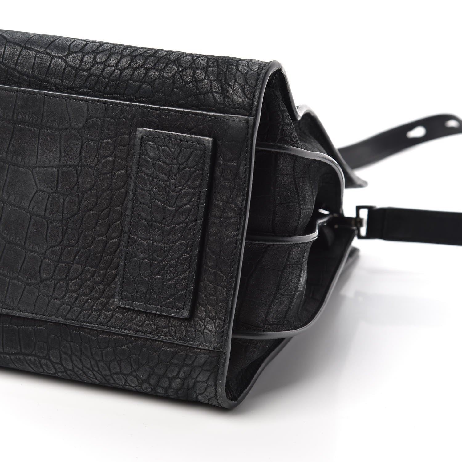 Saint Laurent Crocodile Embossed Suede Small Supple Sac De Jour Black 9 of 11