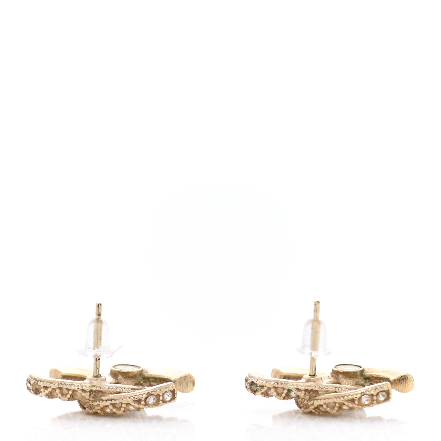 Chanel Crystal CC Earrings Gold 4 of 5
