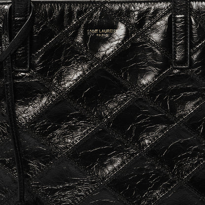 Saint Laurent Crinkled Calfskin Quilted East West Shopping Tote Black 8 of 10