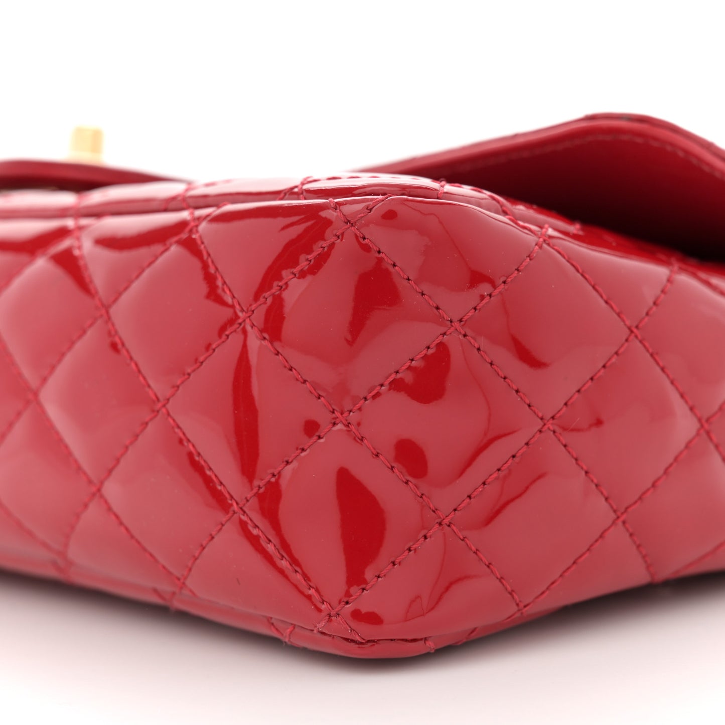 Patent Calfskin Quilted Valentine Charms Medium Single Flap Red