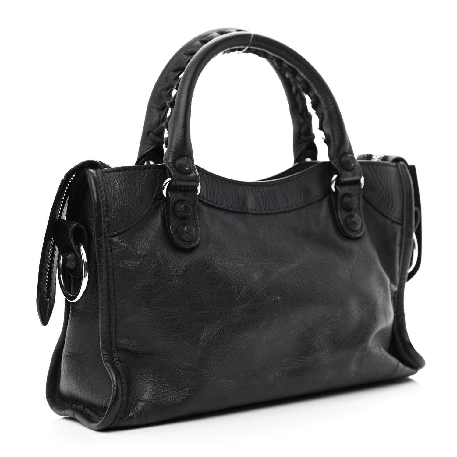 Balenciaga Matte Goatskin Rubber Covered Classic Hardware Mini City Black 3 of 13