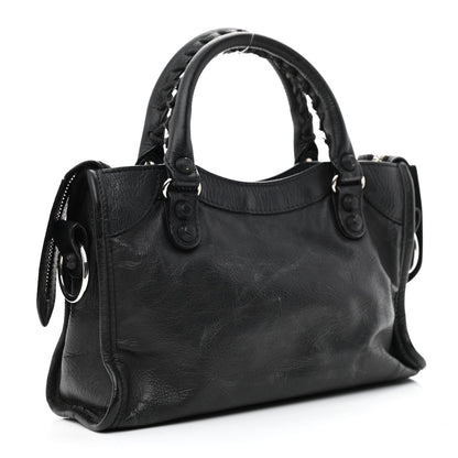 Balenciaga Matte Goatskin Rubber Covered Classic Hardware Mini City Black 3 of 13
