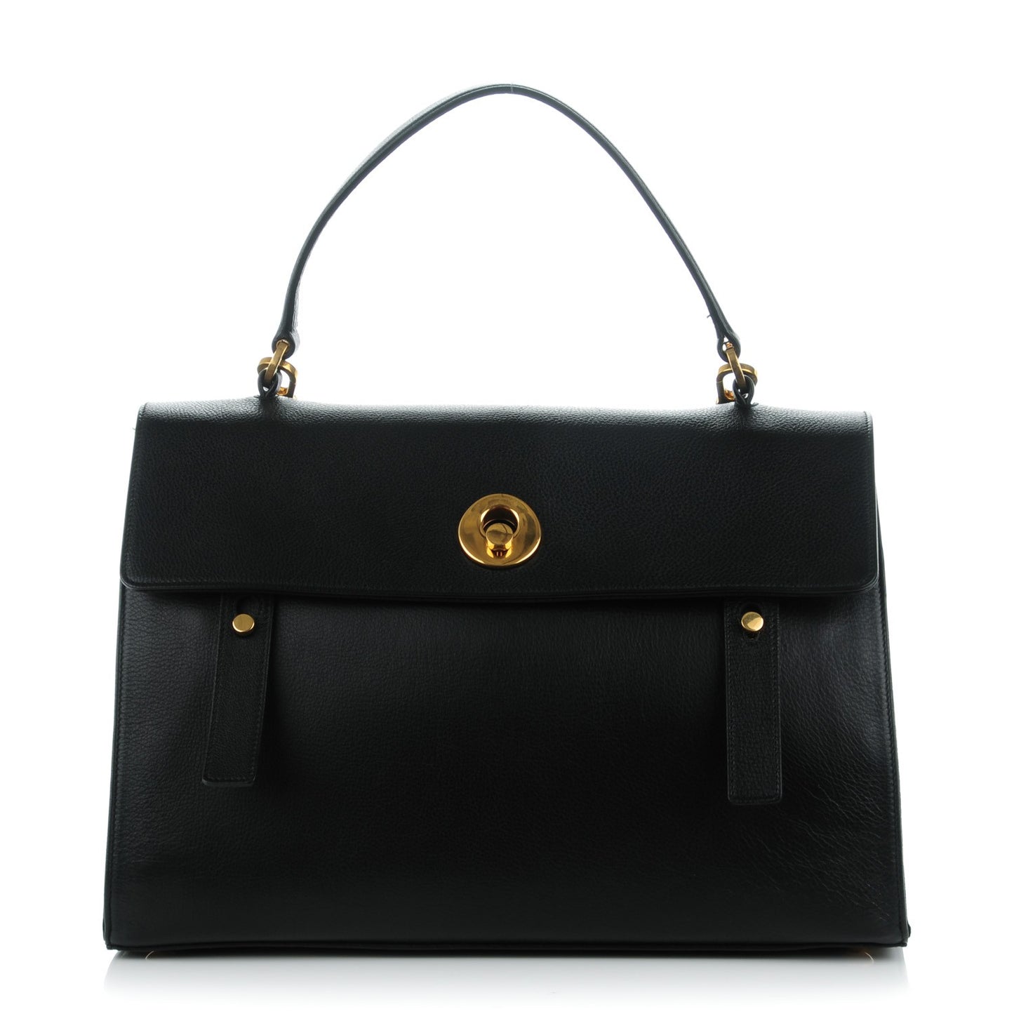 Calfskin Canvas Large Muse Two Black