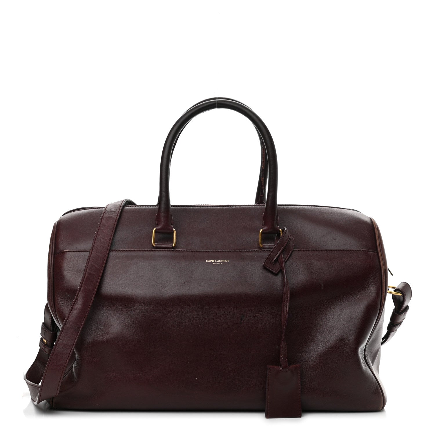 Saint Laurent Calfskin Classic Duffle 12 Wine 1 of 17