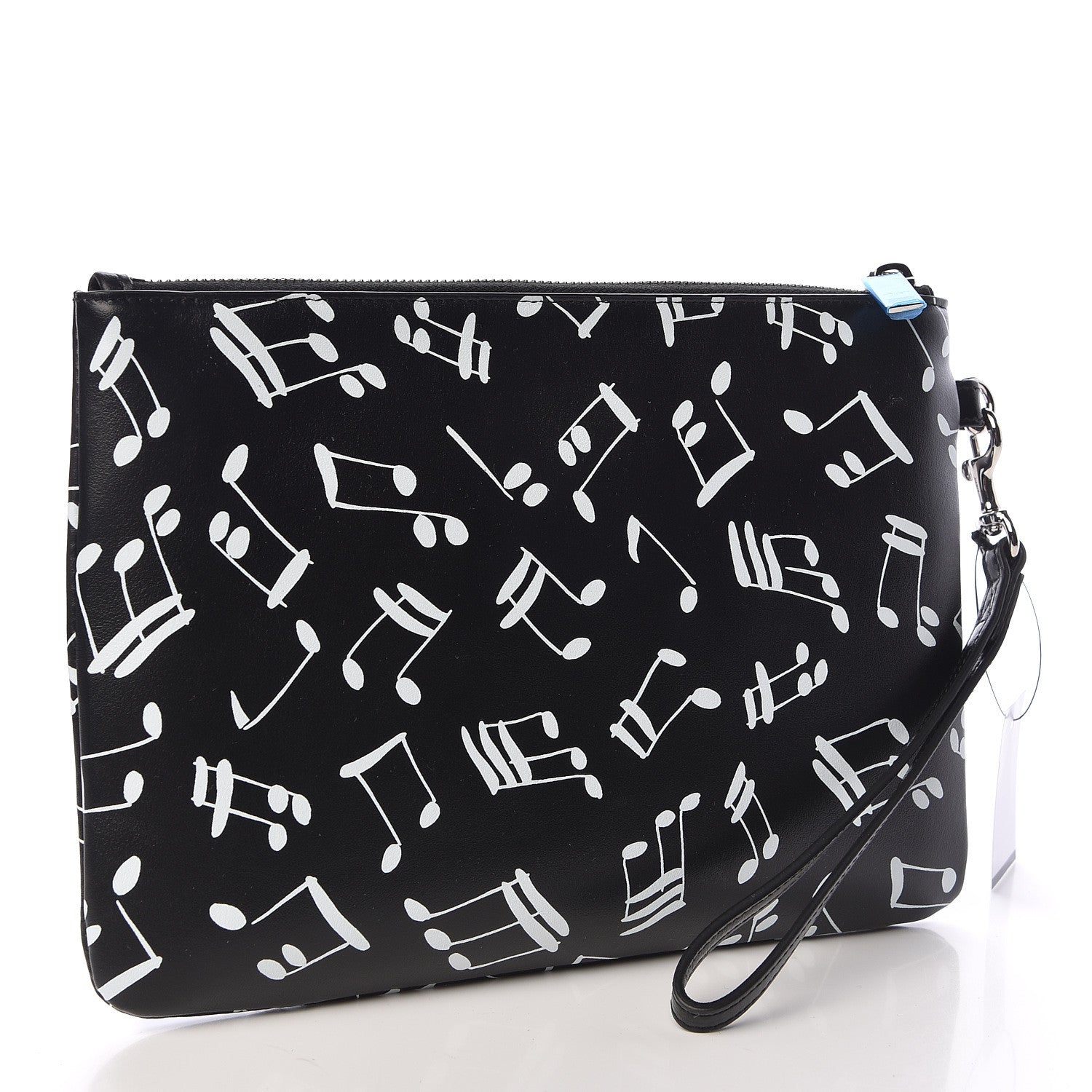 Saint Laurent Calfskin Musical Notes Zip Pouch Black 3 of 8