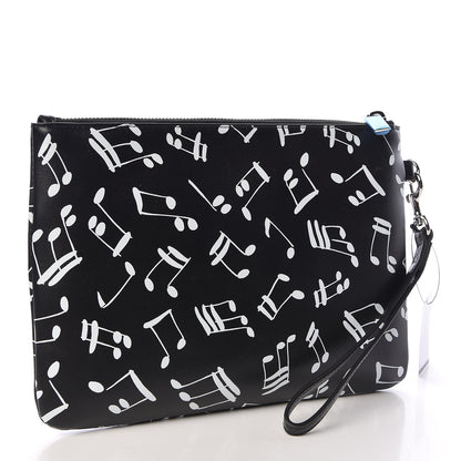 Saint Laurent Calfskin Musical Notes Zip Pouch Black 3 of 8
