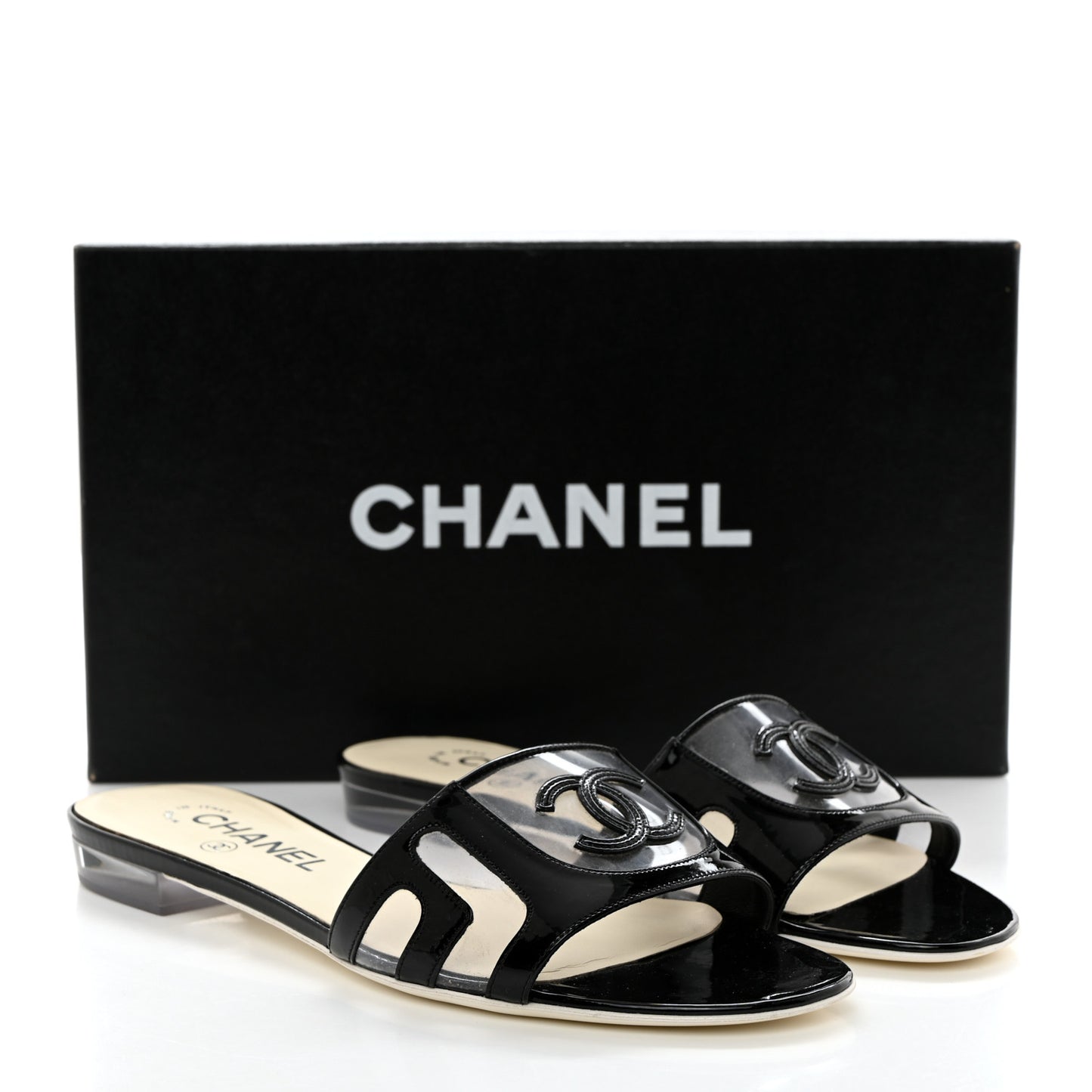 PVC Patent Leather CC Slides 37 Black