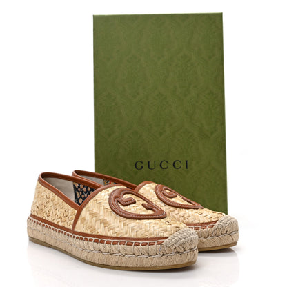 Gucci Raffia Harness Calfskin Interlocking G Adela Espadrilles 37 Palmi Naturale Harness Brown 9 of 9
