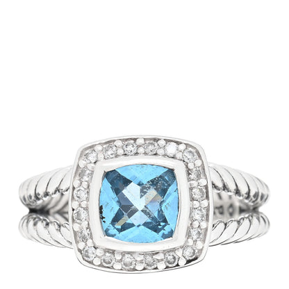 David Yurman Sterling Silver Diamond Blue Topaz 7mm Petite Albion Ring 50 5.5 1 of 5