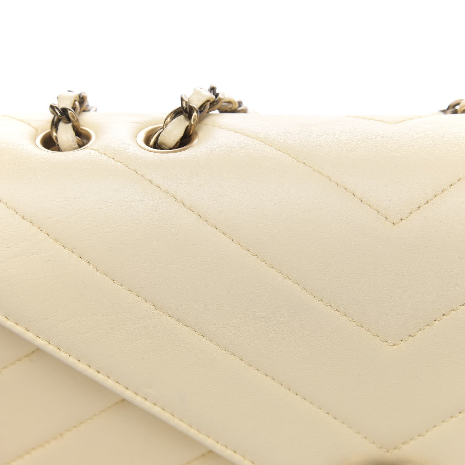 Chanel Lambskin Chevron Quilted Envelope Flap White 14 of 15