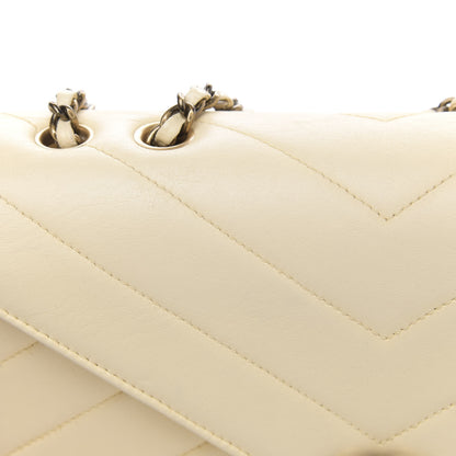 Chanel Lambskin Chevron Quilted Envelope Flap White 14 of 15
